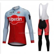 2018 Fahrradbekleidung Katusha Alpecin Rot Trikot Langarm und Tragerhose