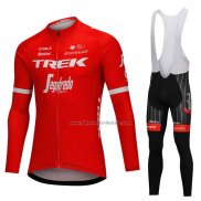 2018 Fahrradbekleidung Trek Segafredo Rot Trikot Langarm und Tragerhose