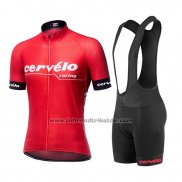 2019 Fahrradbekleidung Cervelo Rot Trikot Kurzarm und Tragerhose