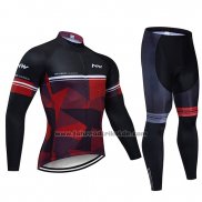 2019 Fahrradbekleidung Northwave Shwarz Rot Wei Trikot Langarm und Tragerhose