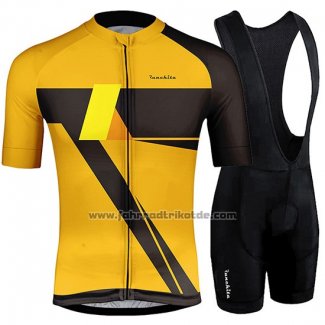 2019 Fahrradbekleidung Runchita Gelb Shwarz Trikot Kurzarm und Tragerhose