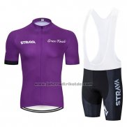 2019 Fahrradbekleidung STRAVA Dunkel Volett Trikot Kurzarm und Tragerhose