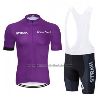 2019 Fahrradbekleidung STRAVA Dunkel Volett Trikot Kurzarm und Tragerhose