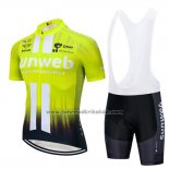 2019 Fahrradbekleidung Sunweb Gelb Wei Trikot Kurzarm und Tragerhose