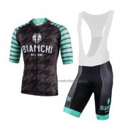 2020 Fahrradbekleidung Bianchi Shwarz Grun Wei Trikot Kurzarm und Tragerhose