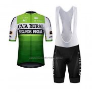 2020 Fahrradbekleidung Caja Rural Wei Grun Trikot Kurzarm und Tragerhose