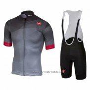 2020 Fahrradbekleidung Castelli Rot Grau Trikot Kurzarm und Tragerhose