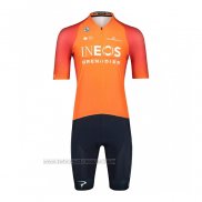 2022 Fahrradbekleidung Ineos Grenadiers Orange Trikot Kurzarm und Tragerhose