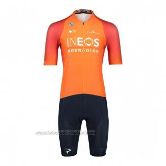 2022 Fahrradbekleidung Ineos Grenadiers Orange Trikot Kurzarm und Tragerhose