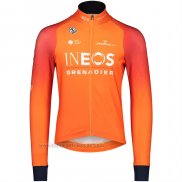 2022 Fahrradbekleidung Ineos Grenadiers Orange Trikot Langarm und Tragerhose