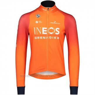 2022 Fahrradbekleidung Ineos Grenadiers Orange Trikot Langarm und Tragerhose