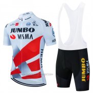 2022 Fahrradbekleidung Jumbo Visma Rot Wei Trikot Kurzarm und Tragerhose