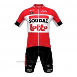 2022 Fahrradbekleidung Lotto Soudal Shwarz Rot Trikot Kurzarm und Tragerhose