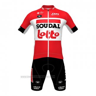 2022 Fahrradbekleidung Lotto Soudal Shwarz Rot Trikot Kurzarm und Tragerhose