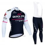 2023 Fahrradbekleidung Deceuninck Quick Step Wei Shwarz Trikot Langarm und Tragerhose