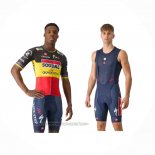 2024 Fahrradbekleidung Deceuninck Quick Step Shwarz Gelb Rot Trikot Kurzarm Und Tragerhose