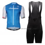 Fahrradbekleidung Campagnolo Iridio Blau Wei Trikot Kurzarm und Tragerhose