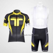 2011 Fahrradbekleidung Castelli Gelb und Shwarz Trikot Kurzarm und Tragerhose