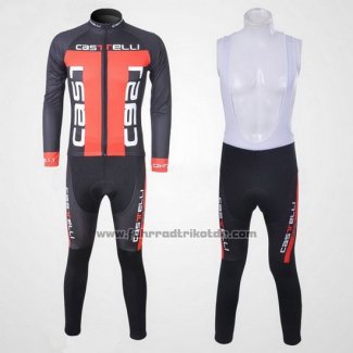 2011 Fahrradbekleidung Castelli Orange und Shwarz Trikot Langarm und Tragerhose