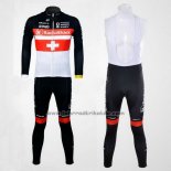 2011 Fahrradbekleidung Radioshack Champion Schweiz Trikot Langarm und Tragerhose