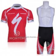 2011 Fahrradbekleidung Specialized Wei und Rot Trikot Kurzarm und Tragerhose