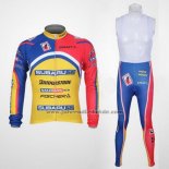 2011 Fahrradbekleidung Subaru Azurblau und Gelb Trikot Langarm und Tragerhose