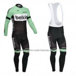 2013 Fahrradbekleidung Belkin Shwarz und Grun Trikot Langarm und Tragerhose