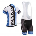 2013 Fahrradbekleidung Giant Wei und Azurblau Trikot Kurzarm und Tragerhose