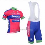 2013 Fahrradbekleidung Lampre Merida Rosa und Azurblau Trikot Kurzarm und Tragerhose