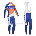 2013 Fahrradbekleidung Rabobank Blau und Wei Trikot Langarm und Tragerhose