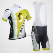 2013 Fahrradbekleidung Scott Wei und Gelb Trikot Kurzarm und Tragerhose