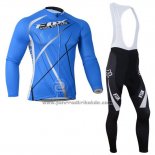 2014 Fahrradbekleidung Fox Azurblau Trikot Langarm und Tragerhose