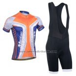 2014 Fahrradbekleidung Monton Blau und Orange Trikot Kurzarm und Tragerhose