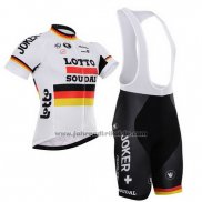 2015 Fahrradbekleidung Lotto Soudal Champion Deutschland Trikot Kurzarm und Tragerhose