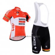 2015 Fahrradbekleidung Lotto Soudal Wei Rot Trikot Kurzarm und Tragerhose