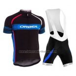 2015 Fahrradbekleidung Orbea Shwarz und Azurblau Trikot Kurzarm und Tragerhose