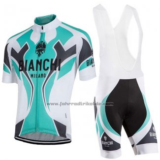 2016 Fahrradbekleidung Bianchi Azurblau und Wei Trikot Kurzarm und Tragerhose