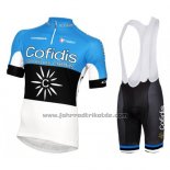 2016 Fahrradbekleidung Cofidis Azurblau und Shwarz Trikot Kurzarm und Tragerhose