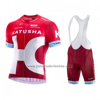 2016 Fahrradbekleidung Katusha Alpecin Wei und Rot Trikot Kurzarm und Tragerhose