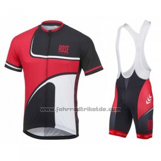 2016 Fahrradbekleidung Rose Rot und Shwarz Trikot Kurzarm und Tragerhose