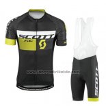 2016 Fahrradbekleidung Scott Shwarz Gelb Trikot Kurzarm und Tragerhose