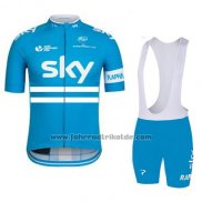 2016 Fahrradbekleidung Sky Azurblau Trikot Kurzarm und Tragerhose