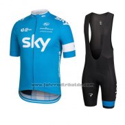 2016 Fahrradbekleidung Sky Azurblau und Wei Trikot Kurzarm und Tragerhose