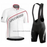 2016 Fahrradbekleidung Specialized Licht Wei Trikot Kurzarm und Tragerhose