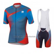 2016 Fahrradbekleidung Sportful Rot und Blau Trikot Kurzarm und Tragerhose