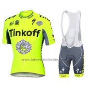 2016 Fahrradbekleidung Tinkoff Gelb Trikot Kurzarm und Tragerhose