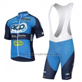 2017 Fahrradbekleidung Ago Aqua Service Blau Trikot Kurzarm und Tragerhose