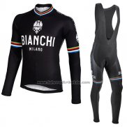 2017 Fahrradbekleidung Bianchi Milano Ml Shwarz Trikot Langarm und Tragerhose