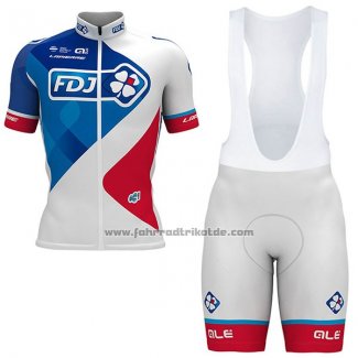 2017 Fahrradbekleidung FDJ Wei Trikot Kurzarm und Tragerhose