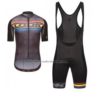 2017 Fahrradbekleidung Look Aero Carrera Shwarz und Gelb Trikot Kurzarm und Tragerhose